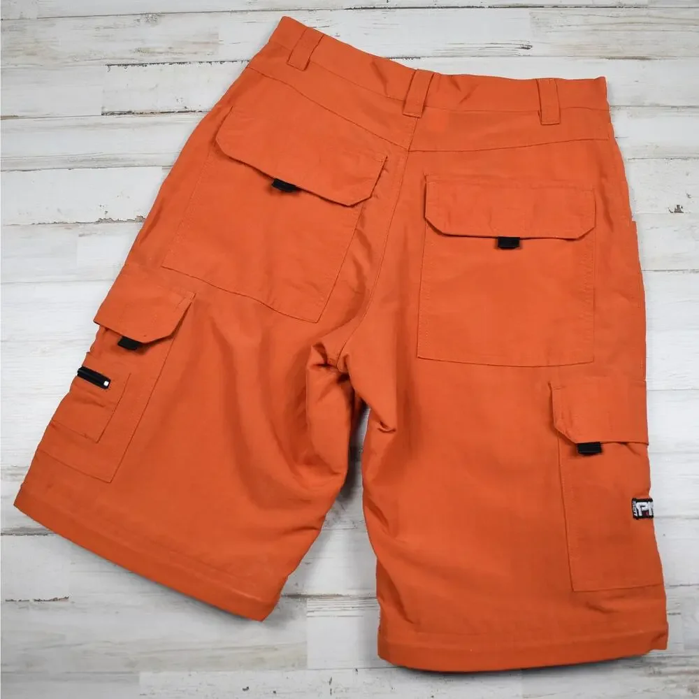 Vintage Lee Pipes Cargo Shorts Boys 14 Orange Skater Gorpcore Tech Wear 90s Y2K